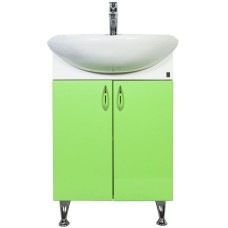 Тумба с раковиной белый глянец/салатовый глянец 57 см Orange Кларис Kl-55TUL+RA