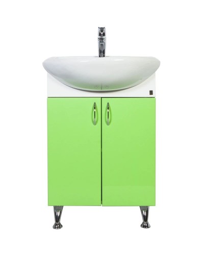 Тумба с раковиной белый глянец/салатовый глянец 57 см Orange Кларис Kl-55TUL+RA