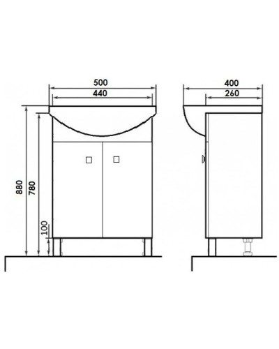 Тумба с раковиной белый глянец 50 см Orange Рио Ri-50TU+RA