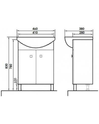 Тумба с раковиной белый глянец 46 см Orange Рио Ri-45TU+RA