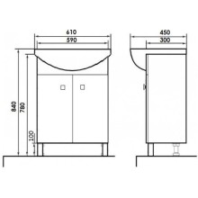 Тумба с раковиной белый глянец 61 см Orange Рио Ri-60TU+RA