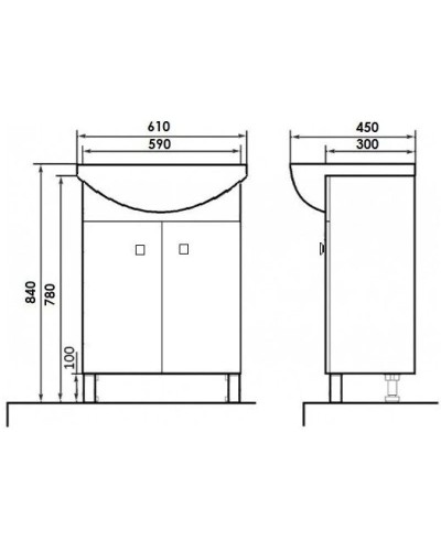 Тумба с раковиной белый глянец 61 см Orange Рио Ri-60TU+RA