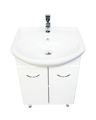 Тумба с раковиной белый глянец 57 см Orange Стиль St-55TU+RA