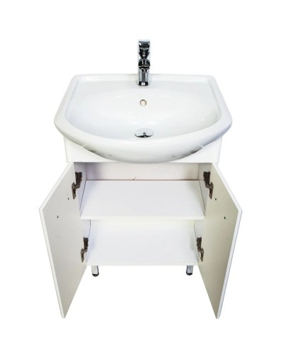 Тумба с раковиной белый глянец 57 см Orange Стиль St-55TU+RA