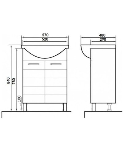 Тумба с раковиной кокос 57 см Orange Корро Ko-55TUK+RA