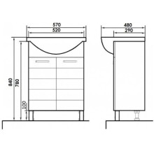 Тумба с раковиной штрокс 57 см Orange Корро Ko-55TUS+RA
