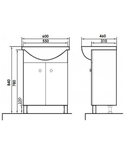 Тумба с раковиной белый глянец 60 см Orange Лотос Lo-60RA