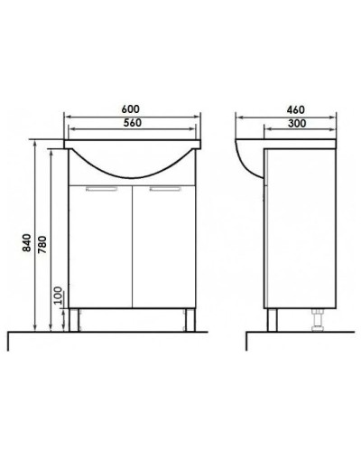 Тумба с раковиной белый глянец 60 см Orange Глория Gl-60TU+RA
