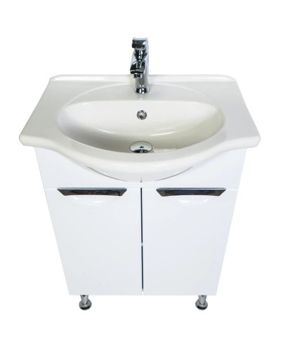 Тумба с раковиной белый глянец 60 см Orange Глория Gl-60TU+RA