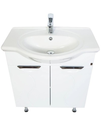 Тумба с раковиной белый глянец 74 см Orange Глория Gl-75TU+RA