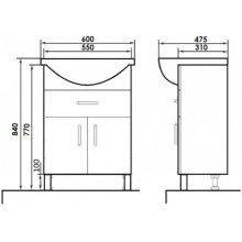 Тумба с раковиной белый глянец 60 см Orange Софи Si-60TU