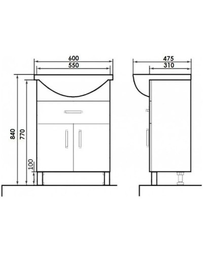 Тумба с раковиной белый глянец 60 см Orange Софи Si-60TU