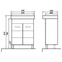 Тумба с раковиной венге 60 см Orange Таис Ta-60TUV+RA