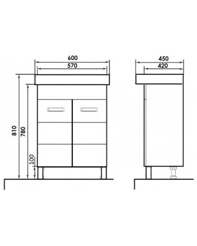 Тумба с раковиной венге 60 см Orange Таис Ta-60TUV+RA