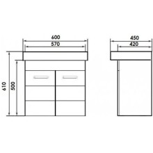 Тумба с раковиной венге 60 см Orange Таис TP2-TUV+RA