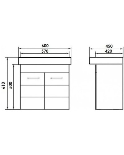 Тумба с раковиной венге 60 см Orange Таис TP2-TUV+RA