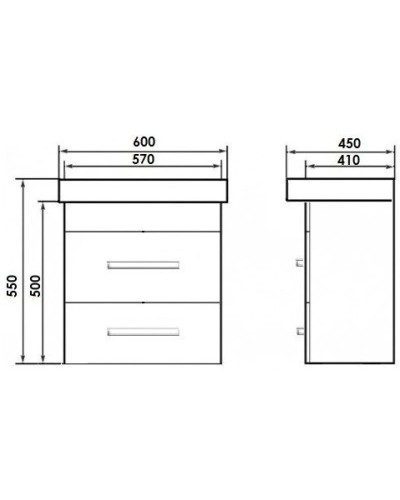 Тумба с раковиной дуб 60 см Orange Бриз Br-60TUD+RA