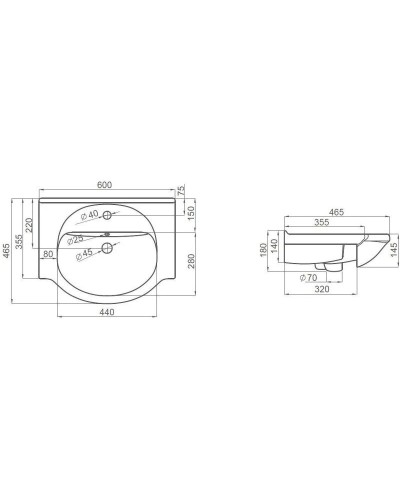 Тумба с раковиной орех антикварный 60 см Orange Classic F7-60TU1