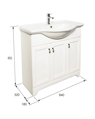 Тумба с раковиной молочный 87,5 см Orange Classic F7-85TU3