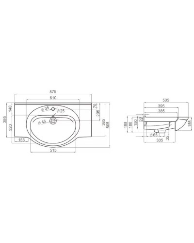 Тумба с раковиной молочный 87,5 см Orange Classic F7-85TU3