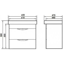 Тумба с раковиной белый глянец 65 см Orange Sonic So-65Tu+Ra
