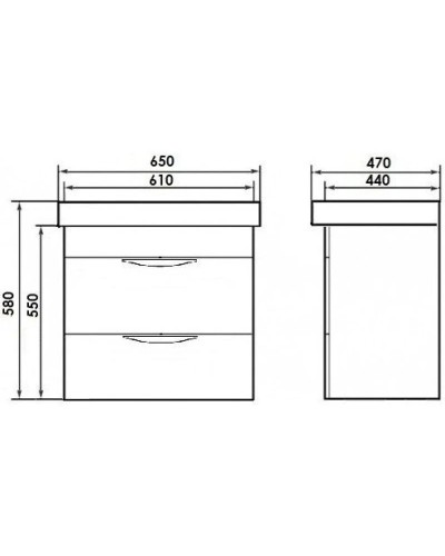 Тумба с раковиной белый глянец 65 см Orange Sonic So-65Tu+Ra