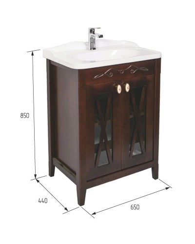 Тумба с раковиной орех антикварный 65 см Orange Villi Villi-65TU+RA