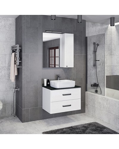 Тумба с раковиной Comforty Амстердам 95 00-00014001 подвесная Белая глянцевая Калакатта Блэк