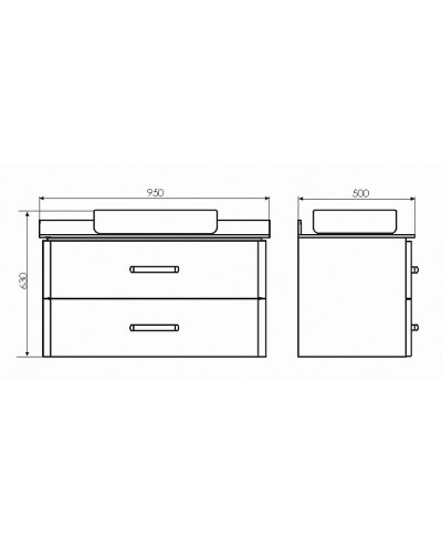 Тумба с раковиной Comforty Амстердам 95 00-00014001 подвесная Белая глянцевая Калакатта Блэк