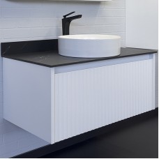 Тумба с раковиной Comforty Марсель 90 00-00013797 подвесная Белая матовая Калакатта Блэк