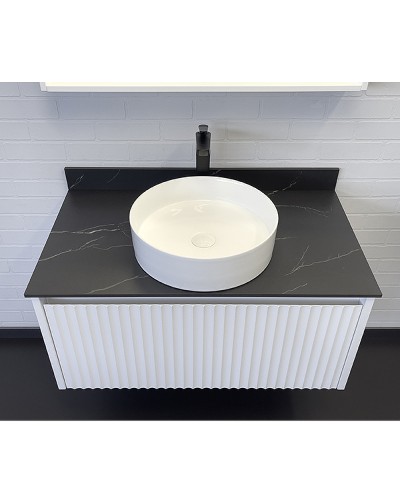 Тумба с раковиной Comforty Марсель 90 00-00013797 подвесная Белая матовая Калакатта Блэк