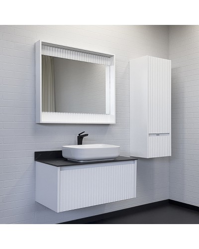 Тумба с раковиной Comforty Марсель 90 00-00013795 подвесная Белая матовая Калакатта Блэк