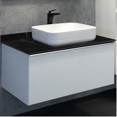 Тумба с раковиной Comforty Милан 90 00-00014008 подвесная Белая гляцевая Калакатта Блэк