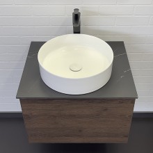 Тумба с раковиной Comforty Портленд 60 00-00013791 подвесная Дуб шоколадно-коричневый Калакатта Блэк