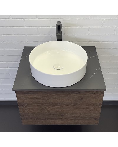 Тумба с раковиной Comforty Портленд 60 00-00013791 подвесная Дуб шоколадно-коричневый Калакатта Блэк