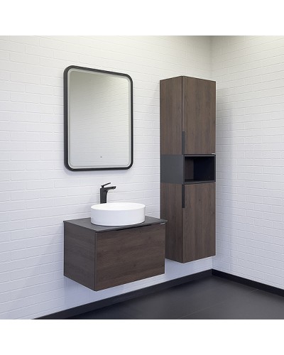 Тумба с раковиной Comforty Портленд 60 00-00013791 подвесная Дуб шоколадно-коричневый Калакатта Блэк