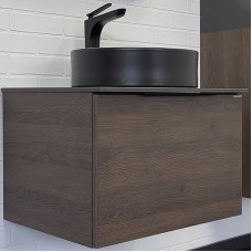 Тумба с раковиной Comforty Портленд 60 00-00013793 подвесная Дуб шоколадно-коричневый
