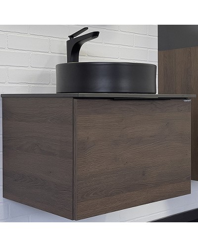 Тумба с раковиной Comforty Портленд 60 00-00013793 подвесная Дуб шоколадно-коричневый