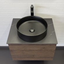 Тумба с раковиной Comforty Портленд 60 00-00013793 подвесная Дуб шоколадно-коричневый