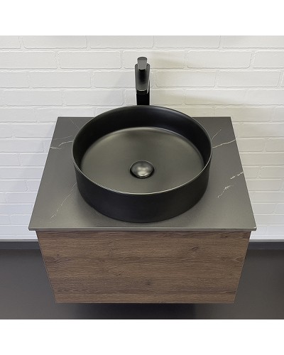 Тумба с раковиной Comforty Портленд 60 00-00013793 подвесная Дуб шоколадно-коричневый