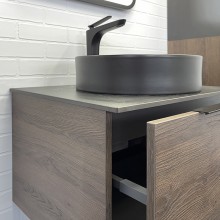 Тумба с раковиной Comforty Портленд 60 00-00013793 подвесная Дуб шоколадно-коричневый