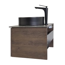 Тумба с раковиной Comforty Портленд 60 00-00013793 подвесная Дуб шоколадно-коричневый