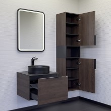 Тумба с раковиной Comforty Портленд 60 00-00013793 подвесная Дуб шоколадно-коричневый