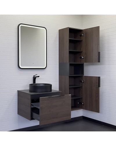 Тумба с раковиной Comforty Портленд 60 00-00013793 подвесная Дуб шоколадно-коричневый