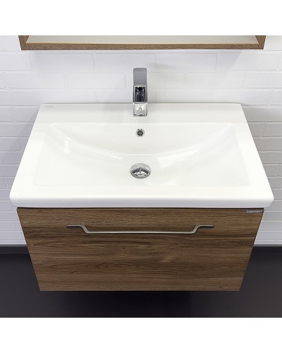 Тумба с раковиной Comforty Томари 70 00-00001279 подвесная Дуб тёмно-коричневый