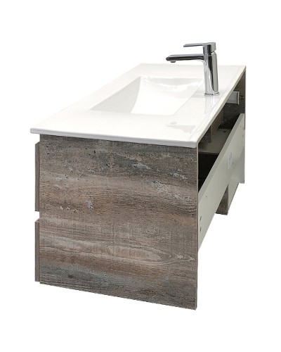 Тумба с раковиной Comforty Турин 90М 00-00013940 подвесная Дуб бежевый Белая глянцевая