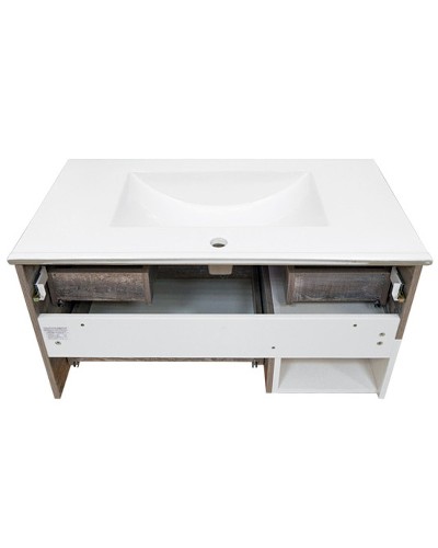 Тумба с раковиной Comforty Турин 90М 00-00013940 подвесная Дуб бежевый Белая глянцевая