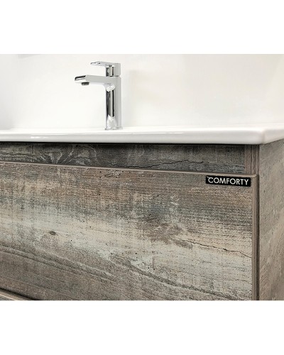 Тумба с раковиной Comforty Турин 90М 00-00013940 подвесная Дуб бежевый Белая глянцевая