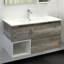 Тумба с раковиной Comforty Турин 90М 00-00013940 подвесная Дуб бежевый Белая глянцевая