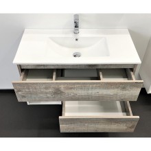 Тумба с раковиной Comforty Турин 90М 00-00013940 подвесная Дуб бежевый Белая глянцевая